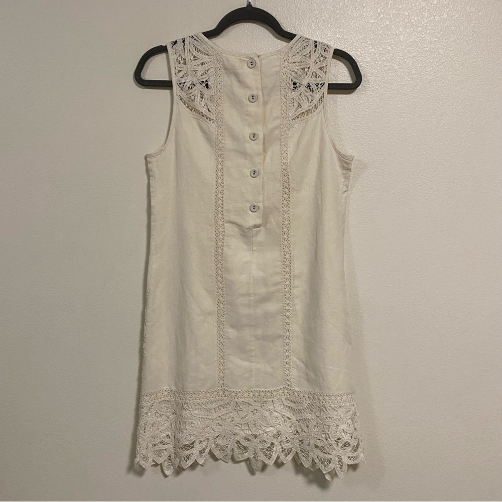 Moulinette Soeurs Anthropologie Lace Garden Shift Dress Ivory Cream Size 2 - Picture 4 of 16